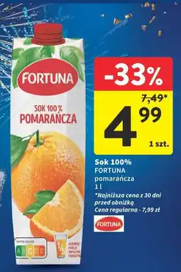 Intermarche Sok 100% Fortuna pomarańcza 1l oferta