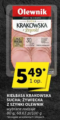 Groszek Kiełbasa Krakowska sucha z szynki Olewnik oferta