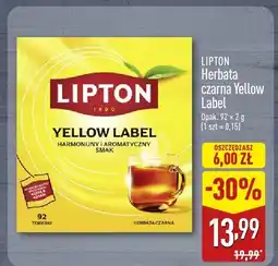 ALDI Herbata czarna Yellow Label Lipton 92 x 2 g oferta