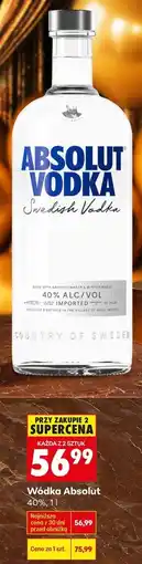 Biedronka Wódka Absolut 40%, 1l oferta