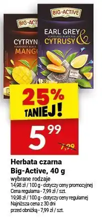 Twój Market Herbata czarna Big-Active, 40 g wybrane rodzaje oferta
