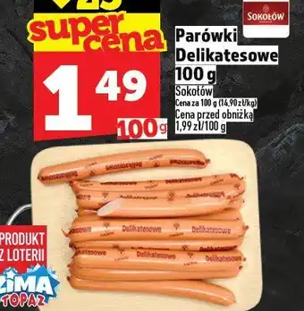 Parówki delikatesowe Sokołów 100g