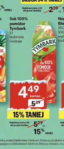 Delikatesy Centrum Sok 100% pomidor Tymbark 1l oferta