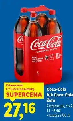Lidl Coca-Cola lub Coca-Cola Zero, Czteropak 4 x 2L oferta