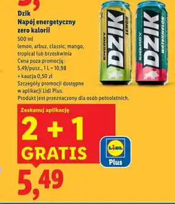 Lidl Dzik Napój energetyczny zero kalorii (500ml) oferta