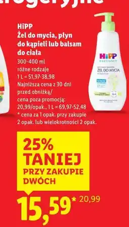 Lidl HiPP Żel do mycia, płyn do kąpieli lub balsam do ciała 300-400 ml oferta