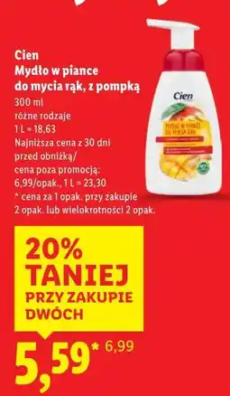 Lidl Cien Mydło w piance do mycia rąk, z pompką 300 ml oferta