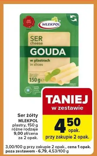 Ser żółty MLEKPOL Gouda w plastrach 150g różne rodzaje