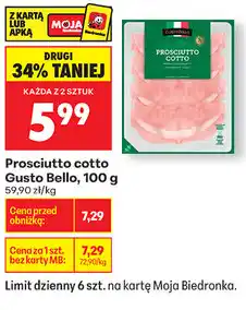 Biedronka Prosciutto cotto Gusto Bello, 100 g oferta