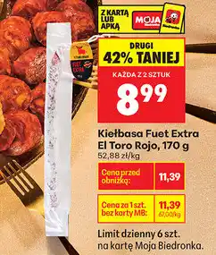 Biedronka Kiełbasa Fuet Extra El Toro Rojo, 170 g oferta