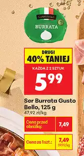 Biedronka Ser Burrata Gusto Bello, 125 g oferta
