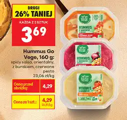 Biedronka Hummus Go Vege, 160 g (spicy salsa, orientalny, z burakiem, czerwone pesto) oferta