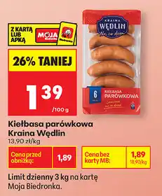 Biedronka Kiełbasa parówkowa Kraina Wędlin, 13,90 zł/kg oferta