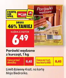Biedronka Parówki wędzone z kurcząt, 1 kg oferta