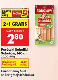 Biedronka Parówki Sokoliki Sokołów, 140 g oferta