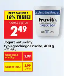 Biedronka Jogurt naturalny typu greckiego Fruvita, 400 g oferta