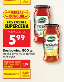 Biedronka Sos Łowicz, 500 g: spaghetti, słodko-kwaśny oferta