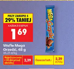 Biedronka Wafle Mega Grześki, 48g oferta