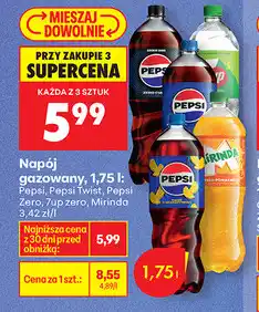 Biedronka Napój gazowany, 1.75 l (Pepsi, Pepsi Twist, Pepsi Zero, 7up, Mirinda) oferta