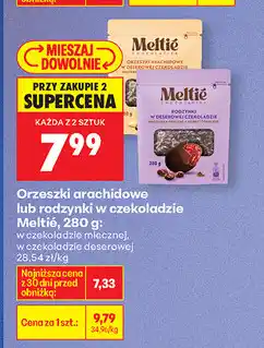 Biedronka Orzeszki arachidowe lub rodzynki w czekoladzie Melite, 280g oferta