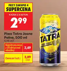 Biedronka Piwo Tatra Jasne Pełne, 500 ml oferta