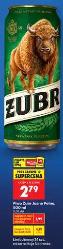 Biedronka Piwo Żubr Jasne Pełne, 500 ml oferta