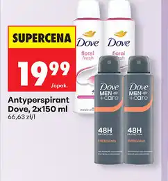 Biedronka Dove antyperspirant spray, 2x150 ml oferta