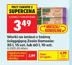 Biedronka Worki na śmieci z taśmą ściągającą Zosia Samosia, 35 l, 15 szt. lub 60 l, 10 szt oferta