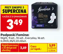 Biedronka Podpaski Femina: Night, 9 szt., oraz Everyday, 16 szt oferta