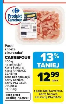 Carrefour Paski z fileta z kurczaka CARREFOUR 400 g oferta
