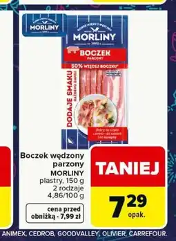 Carrefour Boczek wędzony parzony MORLINY plastry, 150 g oferta