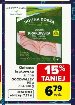 Carrefour Kiełbasa krakowska sucha GOODVALLEY 90 g oferta