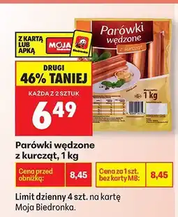 Biedronka Parówki wędzone z kurcząt oferta