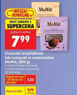Biedronka Orzeszki arachidowe lub rodzynki w czekoladzie Meltié 280 g oferta