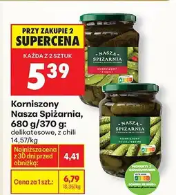 Biedronka Korniszony Nasza Spiżarnia, 680 g/370 g oferta