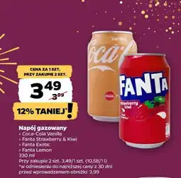 Netto Napój gazowany Coca-Cola Vanilla, Fanta Strawberry & Kiwi, Fanta Exotic, Fanta Lemon 330 ml oferta
