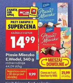 Biedronka PTASIE MLECZKO E.WEDEL, 340 G oferta