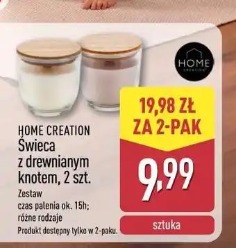 HOME CREATION Świeca z drewnianym knotem, 2 szt