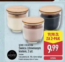 ALDI HOME CREATION Świeca z drewnianym knotem, 2 szt oferta