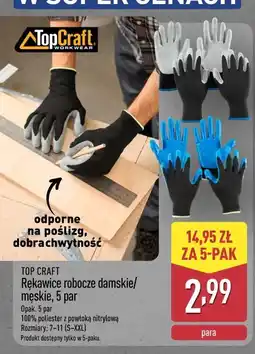 ALDI TOP CRAFT Rękawice robocze damskie/męskie, 5 par oferta