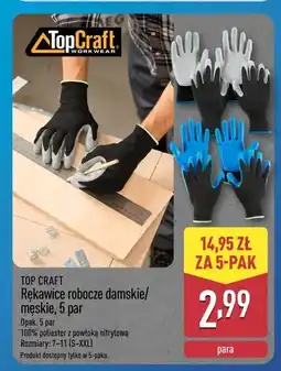 ALDI TOP CRAFT Rękawice robocze damskie/męskie, 5 par oferta