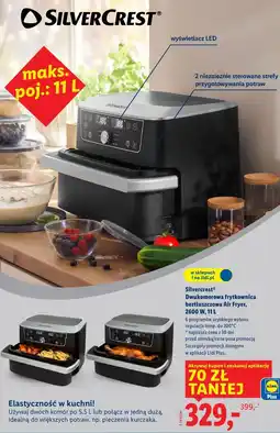 Lidl Silvercrest Dwukomorowa frytkownica beztłuszczowa Air Fryer, 2600 W, 11L oferta