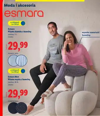 Esmara Piżama damska i męska z bawełny