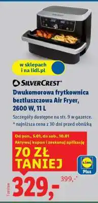 Lidl Dwukomorowa frytkownica beztłuszczowa Air Fryer, 2600 W, 11 L oferta