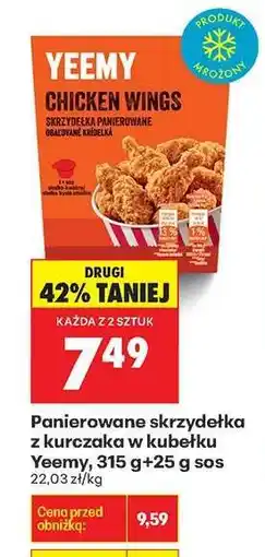 Biedronka Panierowane skrzydełka z kurczaka w kubełku Yeemy 315 g 25 g sos oferta