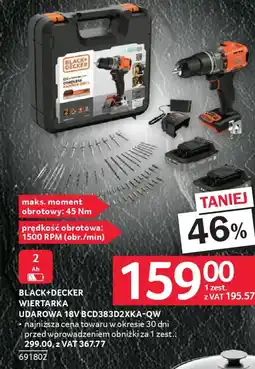 Selgros Black+ decker wiertarka udarowa 18v bcd383d2xka-qw oferta