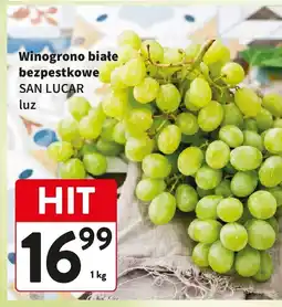 Intermarche Winogrono białe bezpestkowe SAN LUCAR luz oferta