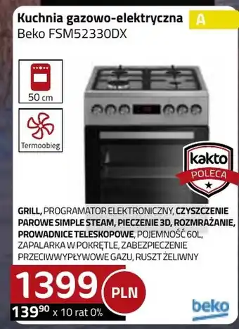 Kuchenka gazowo-elektryczna Beko
