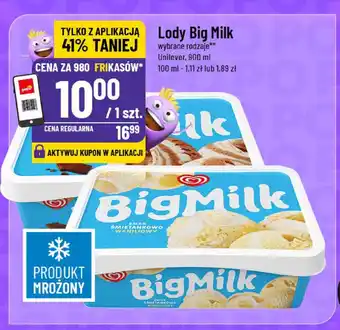 Lody Big Milk wybrane rodzaje Unilever