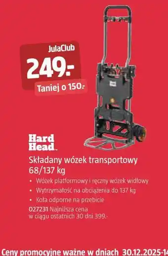Składany wózek transportowy 68/137 kg Hard Head